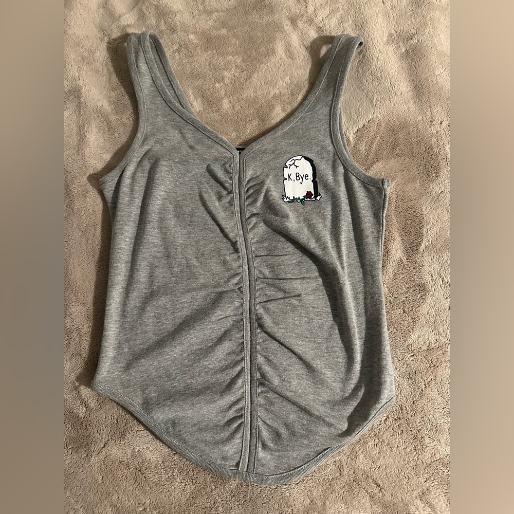 Hot Topic Gray Tank Top with Ruched Detail
